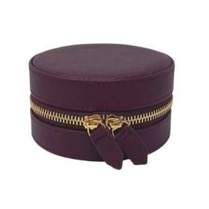 NEW HARPER JAMES women's clara round jewelry case in burgundy